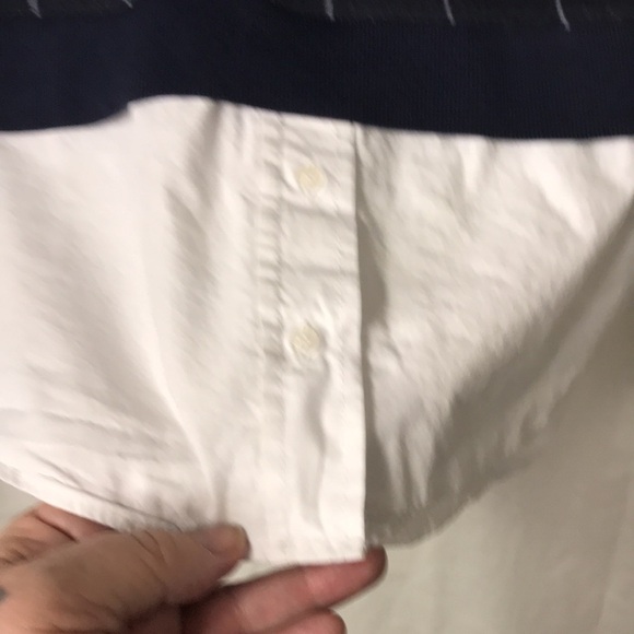 ZARA Basic Women’s Pullover Top Shirttail hem Navy Blue Pin Stripe Size M - Picture 6 of 10